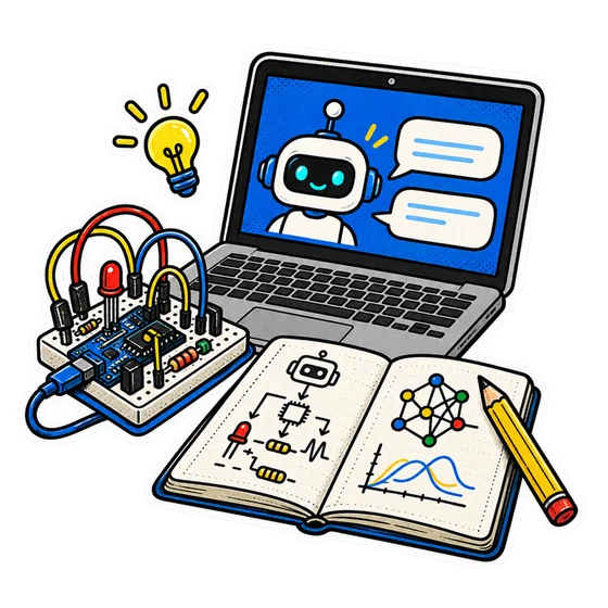 AIと相談しながら回路を学ぶ作業机
